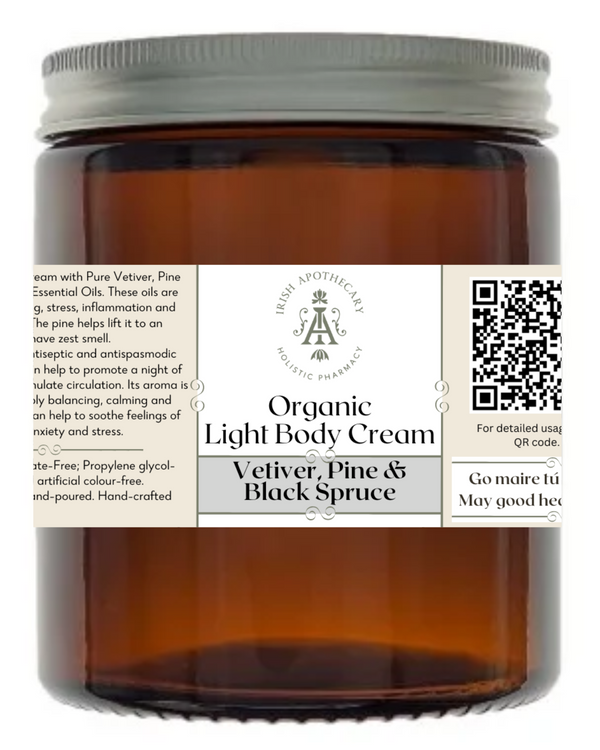 Vetiver, Pine & Black Spruce, Organic Light Body Cream